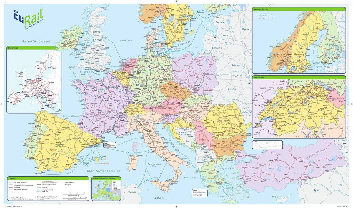 نقشه eurail ایرلند