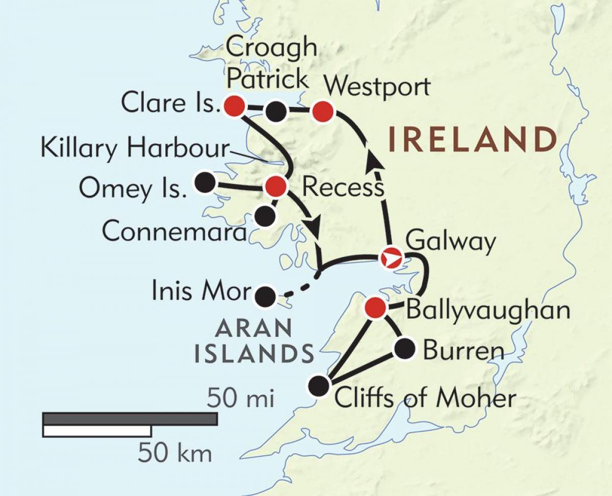نقشه از ساحل غربی ایرلند 